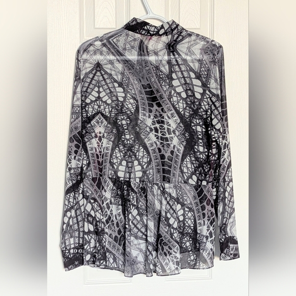 Catherine Malandrino Women's (8) Very Sheer/See-Through Button-Down Blouse/Top - Picture 4 of 11